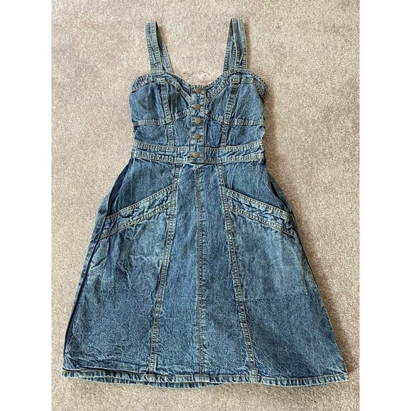 Japna Denim Summer Short Dress Button Front w/ Pockets Small - Picture 1 of 9